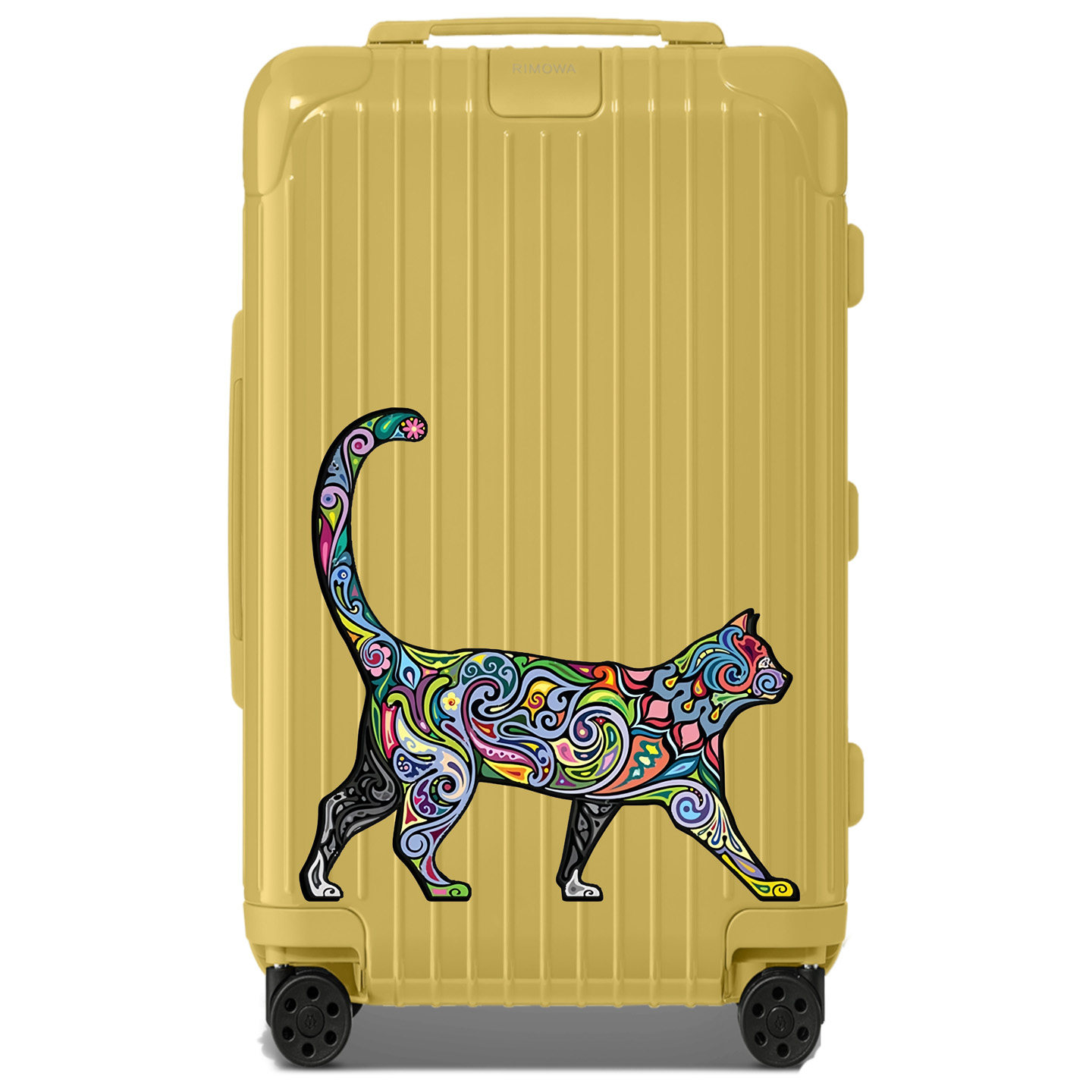 创意个性波西米亚风彩绘猫咪行李箱转印贴纸防水不留胶抽象防拿错