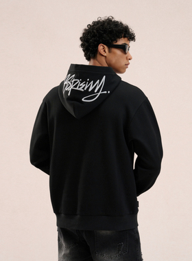 【刘雨昕同款】88rising学院风简约花体刺绣LOGO宽松休闲连帽卫衣