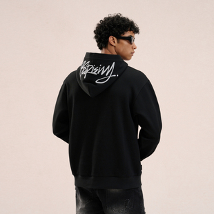 【刘雨昕同款】88rising学院风简约花体刺绣LOGO宽松休闲连帽卫衣