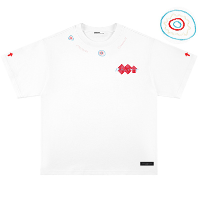 88rising 起源系列 SS25 远古日轮涂鸦刺绣宽版休闲纯棉短袖T恤