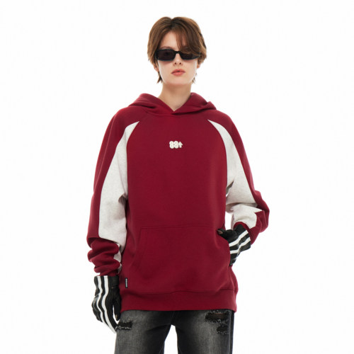 88rising 美式高街撞色分割金属字母Logo宽松休闲连帽卫衣 男女