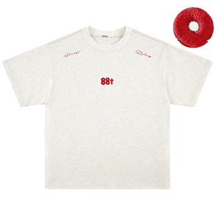 88rising 基础双肩手写字体刺绣LOGO短袖美式复古嘻哈纯棉情侣T恤
