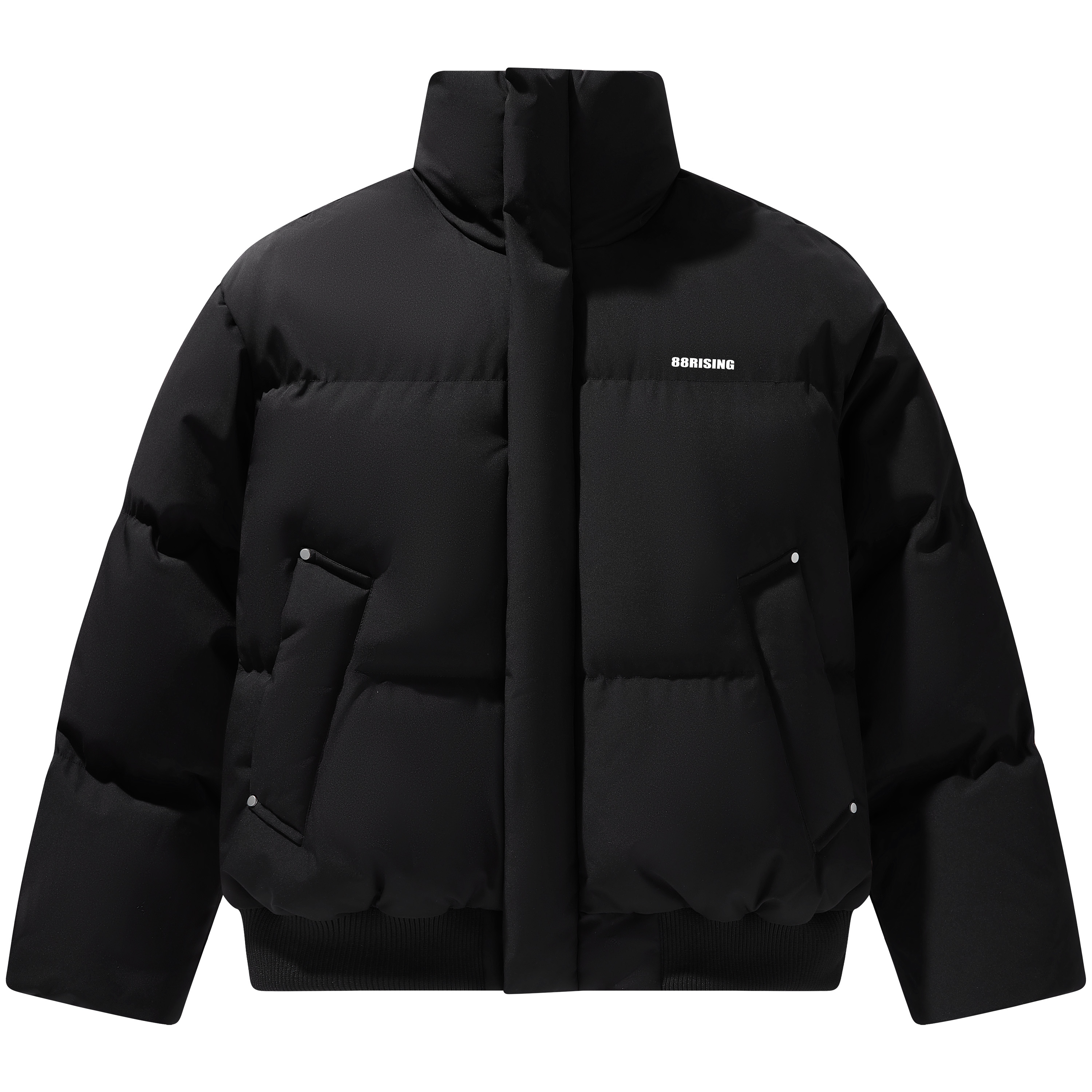 88rising 美式高街LOGO印花半高领户外加厚保暖绗缝面包棉服 外套