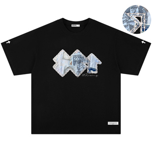 88rising黑胶唱片系列 集邮时代复古图案刺绣套头短袖T恤男女同款