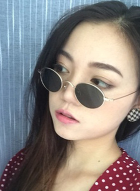 日本时尚复古太阳镜男女通用椭圆形框圆脸方脸墨镜 防蓝光 偏光镜