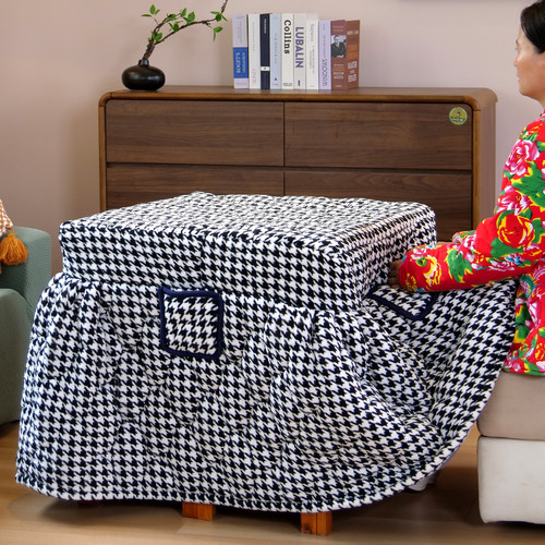 烤火桌子罩套高级感轻奢风加绒加厚电炉罩正方形保暖罩烤火被冬季