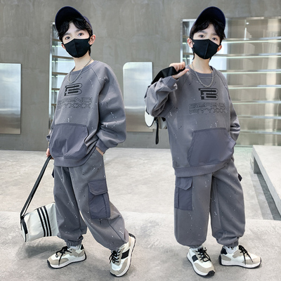 男童春秋款运动休闲卫衣两件套