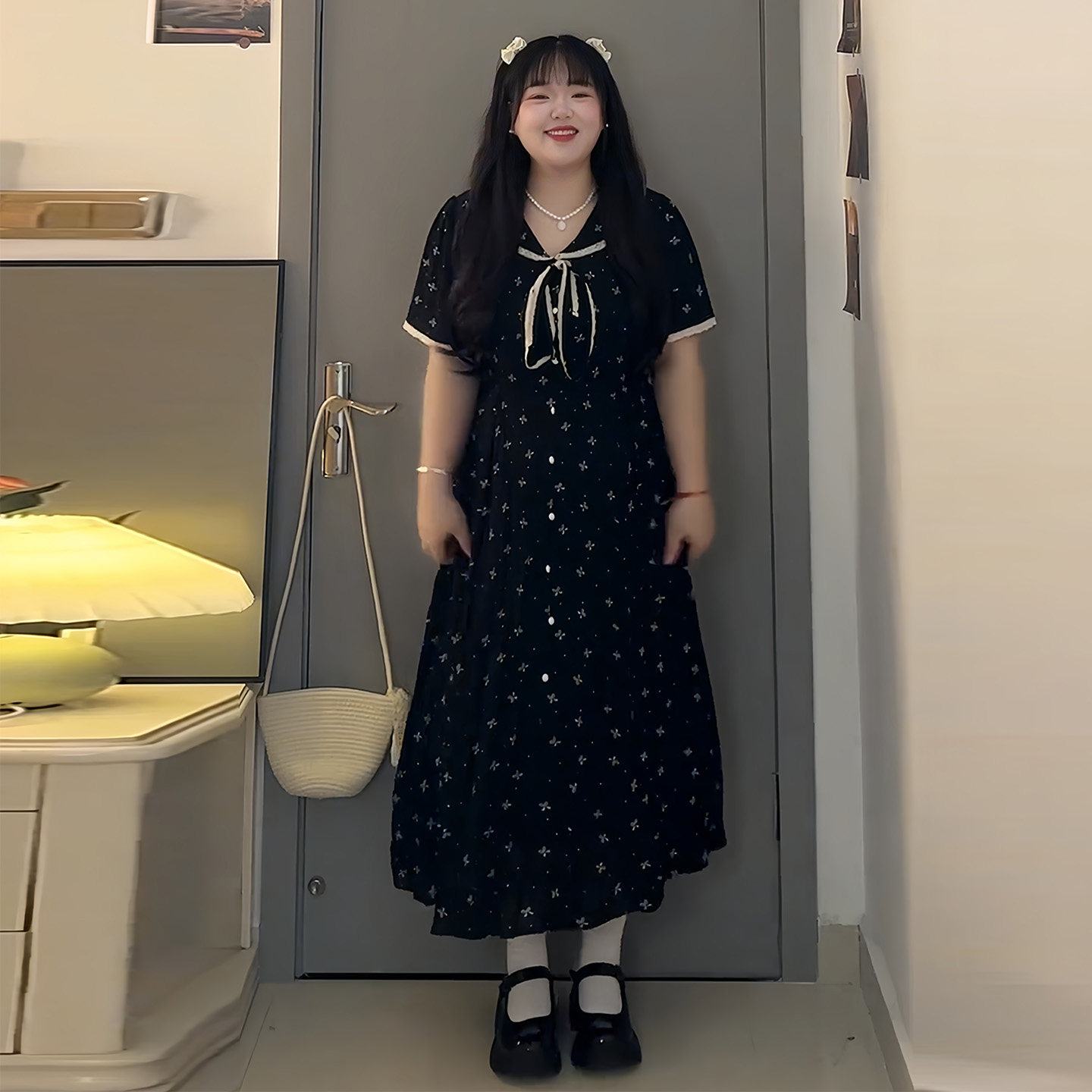 大尺码系带甜美娃娃领碎
