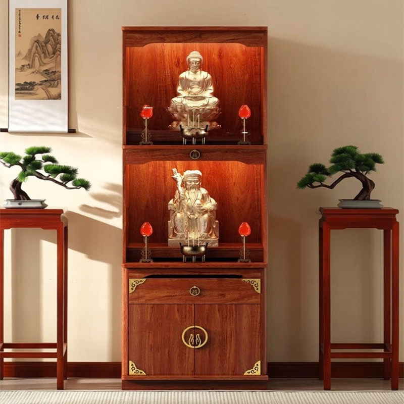佛龛三层神案台实木财神爷柜子菩萨供奉台三层土地公神柜供佛台柜