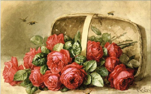 包邮精准印花dmc客厅篮子十字绣