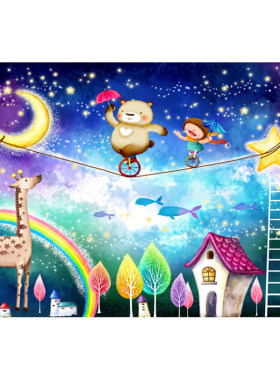 法国儿童房动漫挂画星空十字绣