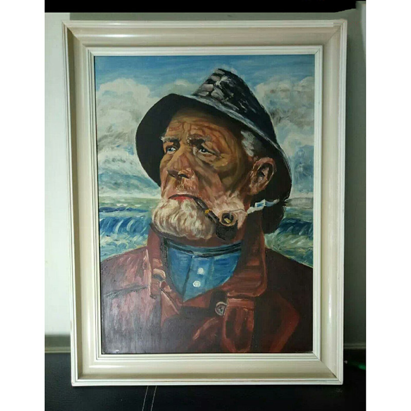 新款印花正品dmc十字绣手工线绣 客厅卧室欧式人物油画 老人与海