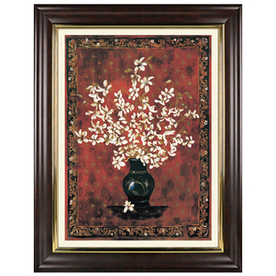 新款印花纯棉线绣DMC十字绣客厅卧室玄关美式风情花卉 白玉兰花瓶