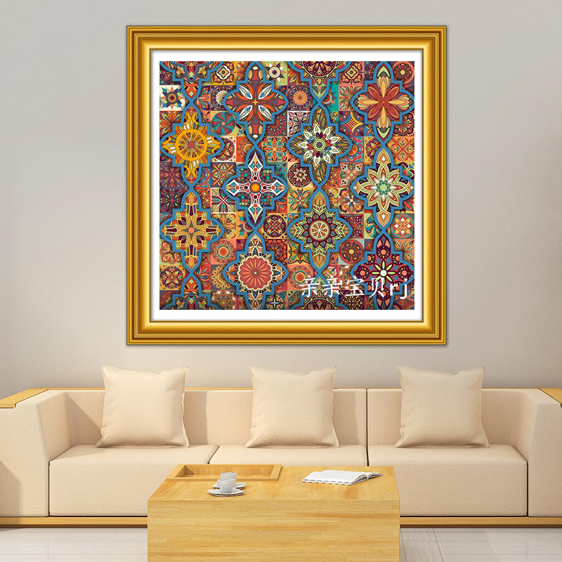 新款印花正品DMC十字绣套件客厅餐厅玄关走廊装饰画吉祥如意花纹