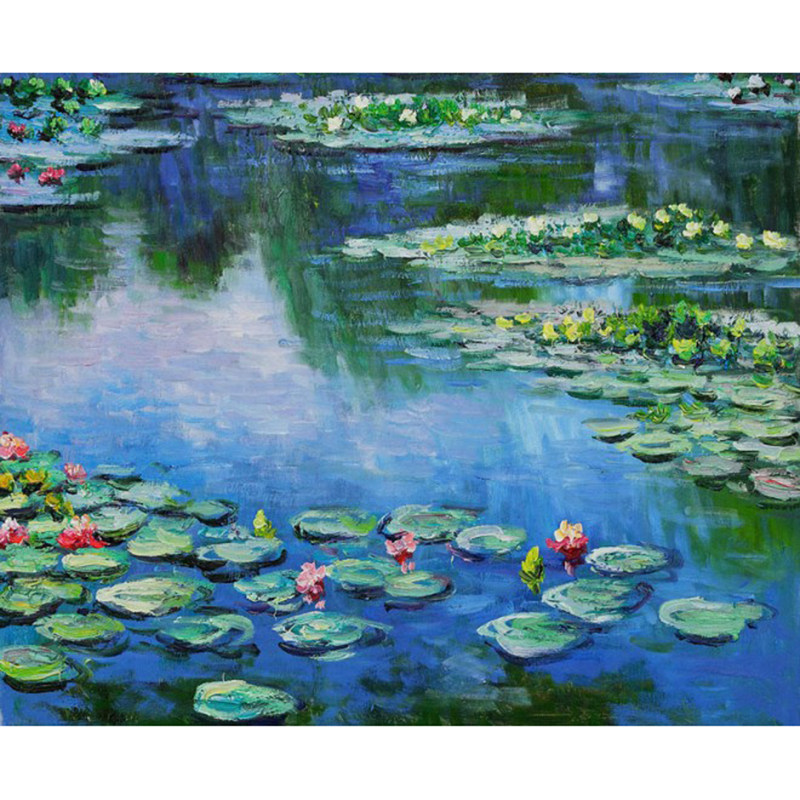 新款印花正品DMC十字绣客厅卧室餐厅玄关欧式风景油画 莫奈睡莲