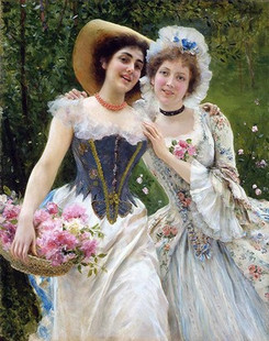 精准印花法国正品DMC十字绣 世界名画 油画 采花姑娘