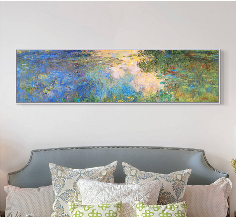 新款印花DMC十字绣正品客厅卧室餐厅欧式风景油画 莫奈紫绿睡莲池