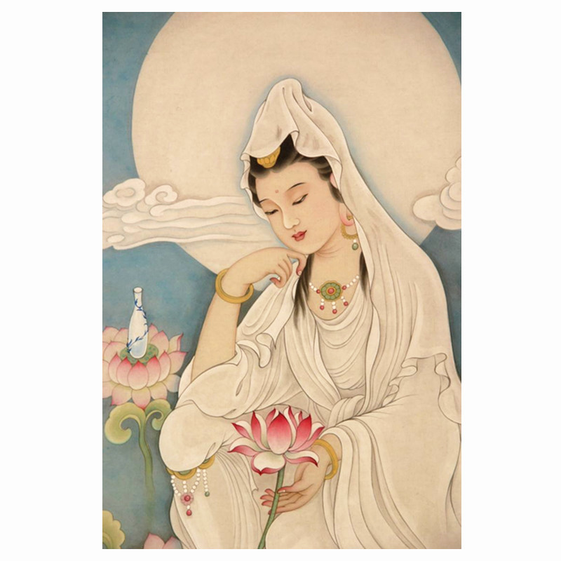 精准风印花玄关佛堂竖版十字绣