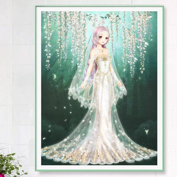 印花人物结婚挂画仙女风十字绣