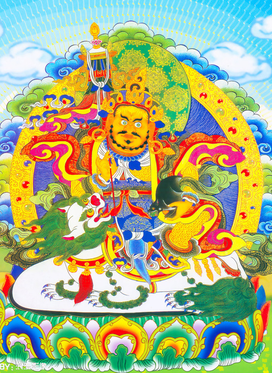 精准风印花藏族黄财神十字绣
