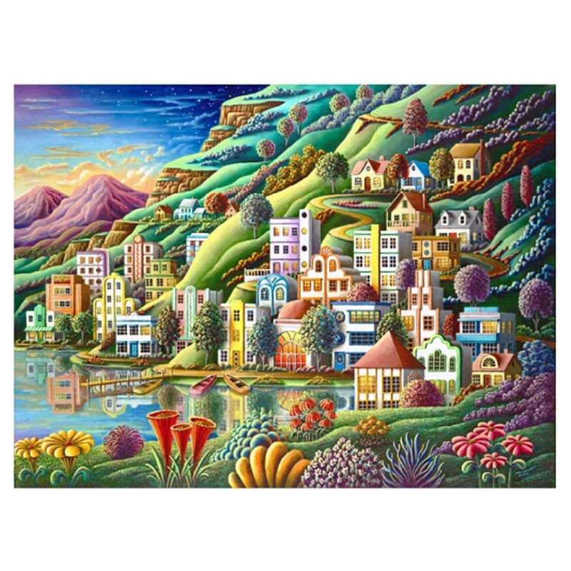 新款精准印花DMC纯棉绣线十字绣客厅卧室餐厅风景油画 美丽的港口