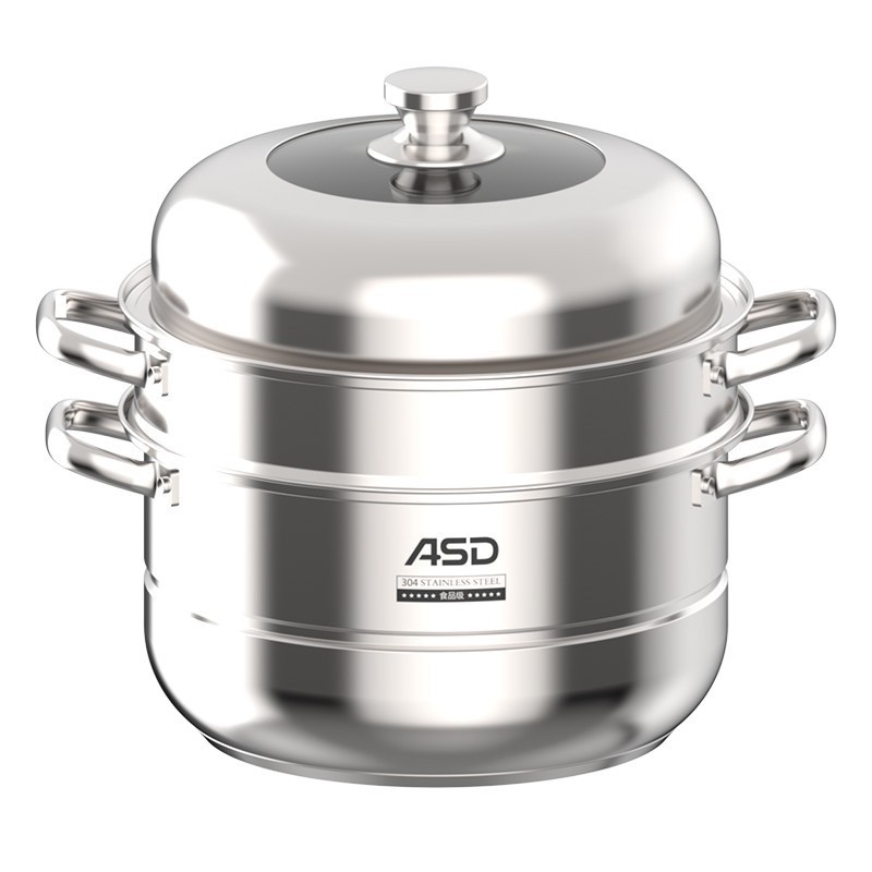 ASD/爱仕达ZS28A3J不锈钢304二层蒸锅28cm蒸馒头锅燃气灶电磁适用