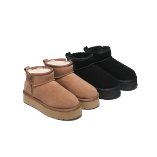 澳洲正品dreammerinougg女士时尚纯色侧拉链休闲超低帮厚底雪地靴