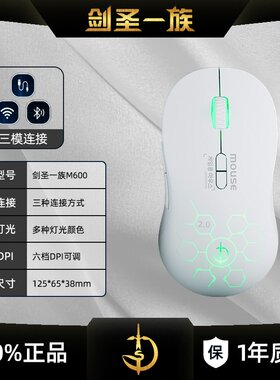 剑圣一族M600发光游戏鼠标有线无线蓝牙三模鼠标电脑笔记本6档DPI