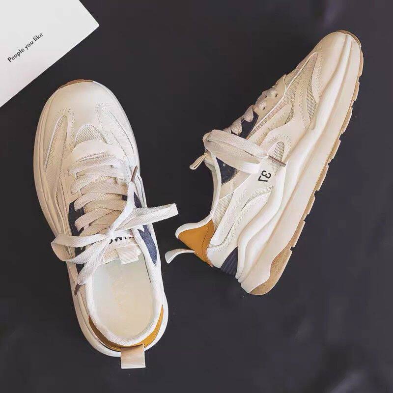 夏季薄款透气老爹鞋女款2023年新款夏款爆款网面网鞋运动小白鞋子