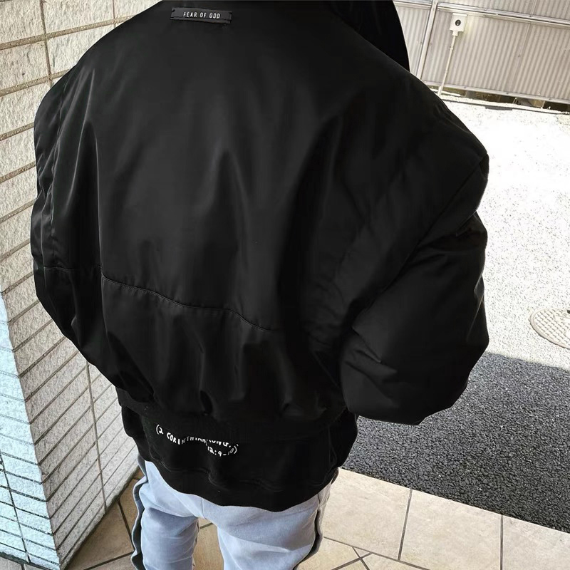 fog fear of god第六季纯色拉链高领飞行员夹克7th高街棉服外套男