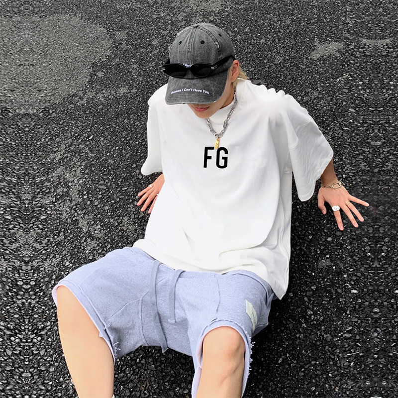 fog fear of god第七季主线高街富贵短袖fg植绒圆领纯棉t恤潮男女