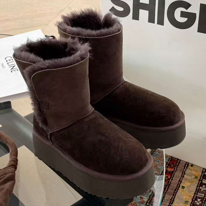 诗歌兰2025冬季新款真皮雪地靴