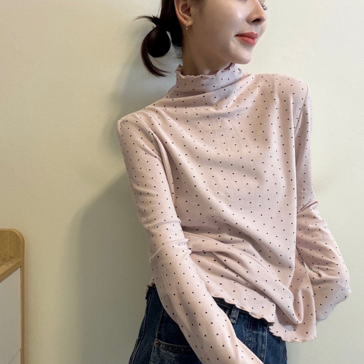 欧洲站波点打底衫女长袖T恤上衣