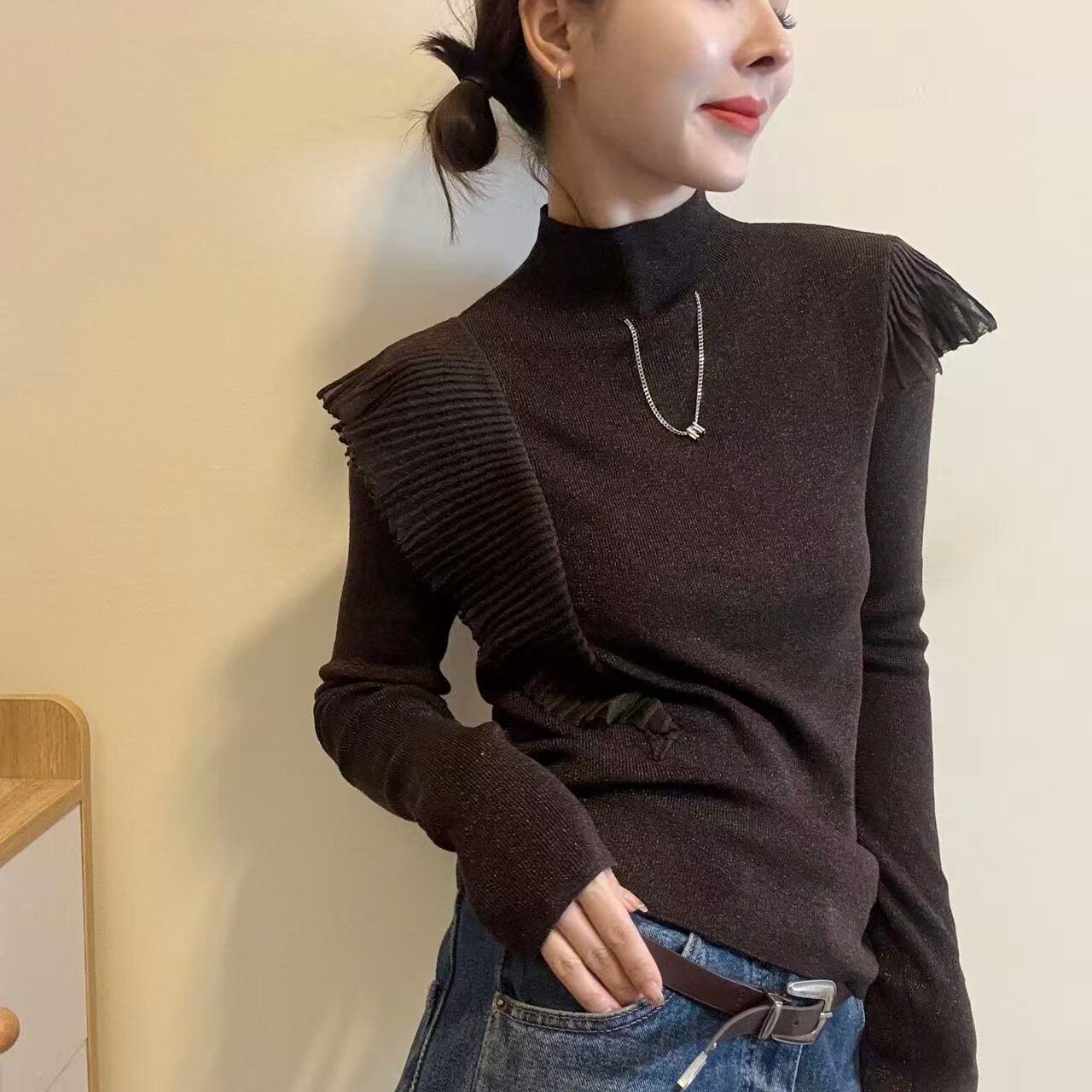 欧洲站2026新款女修身针织衫