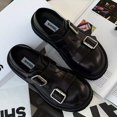 诗歌兰英伦厚底皮带扣女乐福鞋