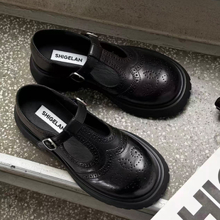 真皮布洛克雕花复古通勤小皮鞋 诗歌兰英伦风厚底乐福鞋 女2026新款