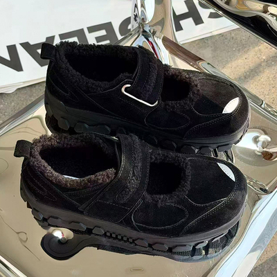 诗歌兰真皮厚底玛丽珍魔术贴鞋