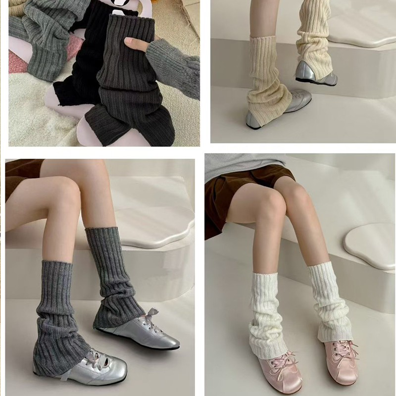 袜套女2025秋冬新款纯色针织堆堆袜女时尚百搭保暖舒适加厚小腿袜