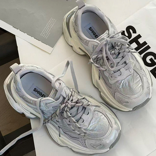 诗歌兰复古风老爹鞋女2026春款厚底增高运动鞋时尚高级感休闲女鞋