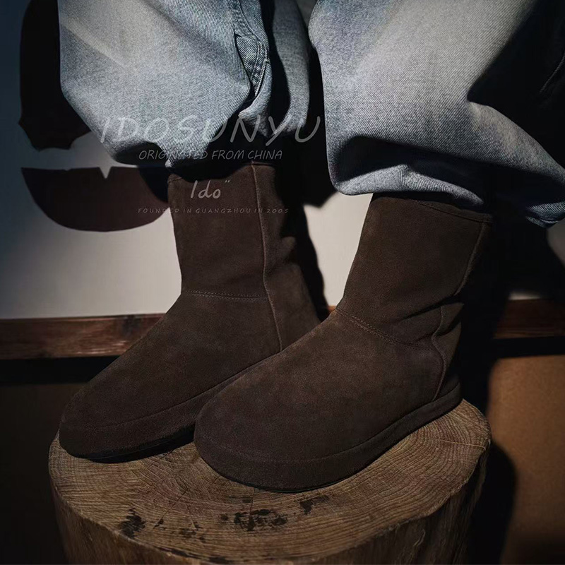 ido真皮雪地靴女2025冬季加绒