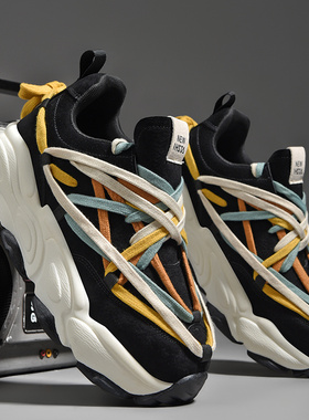 男鞋小众潮鞋2025新款夏季透气情侣厚底增高复古运动鞋ins老爹鞋