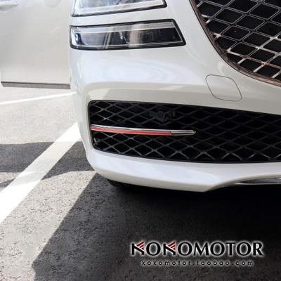 捷尼赛思G80 GENESIS G80铝合金前杠两侧装饰条保护罩 韩国进口