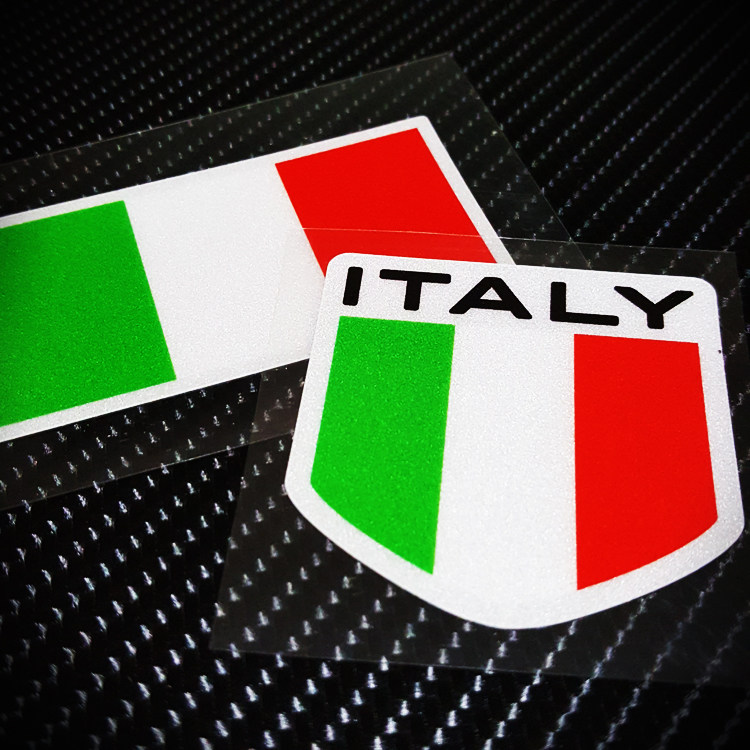 卡寺车贴 汽车电动摩托车防水反光贴 意大利三色旗条盾标贴纸