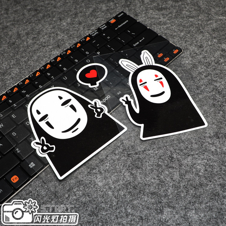 动漫创意无脸人爱心趣味车贴纸无脸男卡通个性车尾装饰防水反光贴