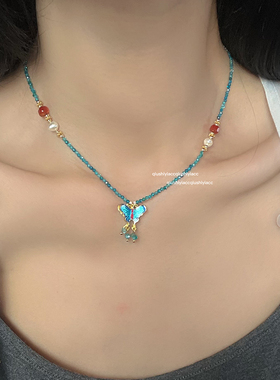 其他铜合金珠珠女蝴蝶项链