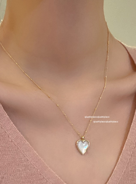 其他贝母铜合金女爱心项链