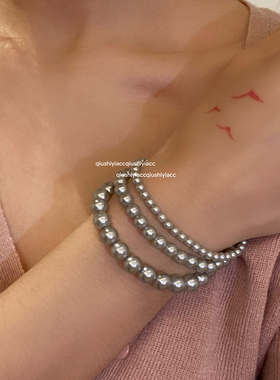 其他女铜合金银灰色珠珠日韩