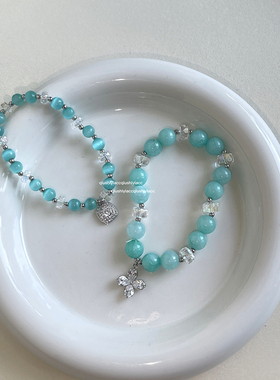 其他女铜合金锆石日韩天蓝色手链