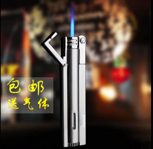 创意金属充气打火机防风蓝焰小焊枪砂轮直冲便携个性定制刻字男士