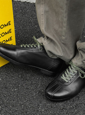 通勤圆头德训鞋男女英伦风休闲小皮鞋复古潮款懒人鞋14715-J